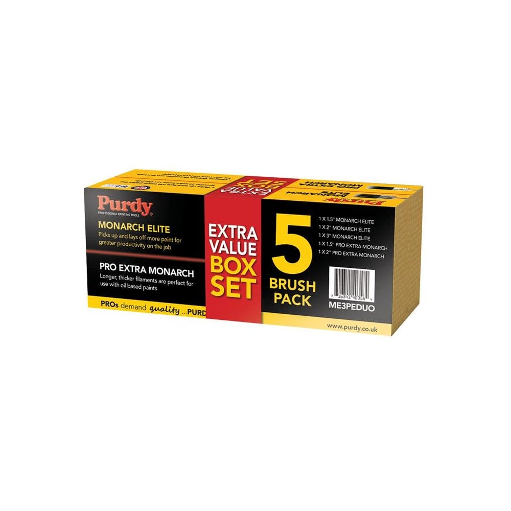 Purdy® Monarch™ Elite™ & Pro-Extra® Monarch™ Brush Set, 5 Piece-PURME3PEDUO