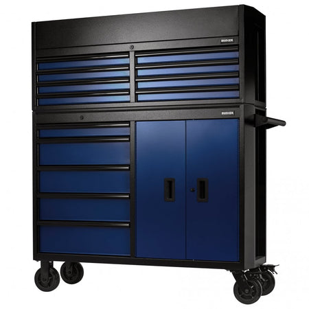 BUNKER Combined Roller Cabinet and Tool Chest, 13 Drawer, 52", Blue: No.B200-52C-BL/52R