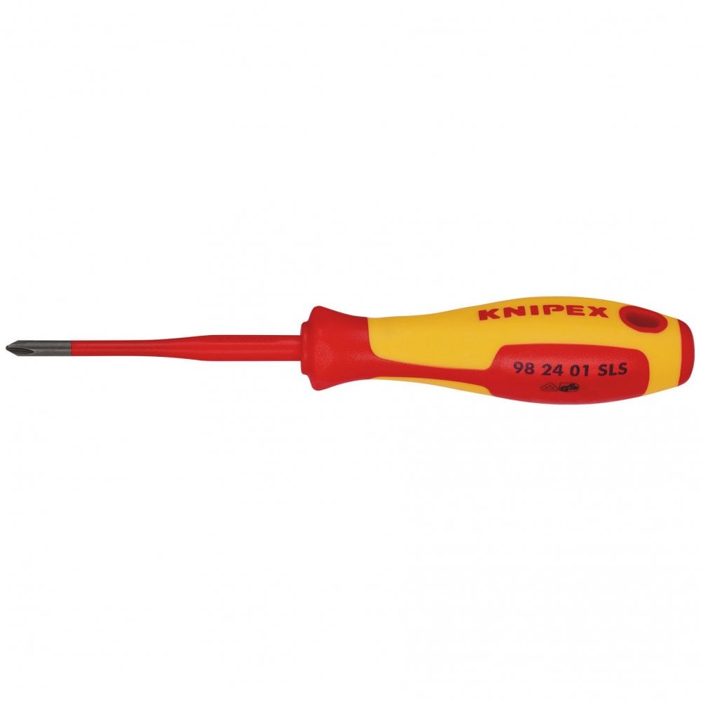 KNIPEX 98 24 01 SLS VDE Insulated Plus/Minus Screwdriver, PH/S1 x 80mm: No.98 24 01 SLS