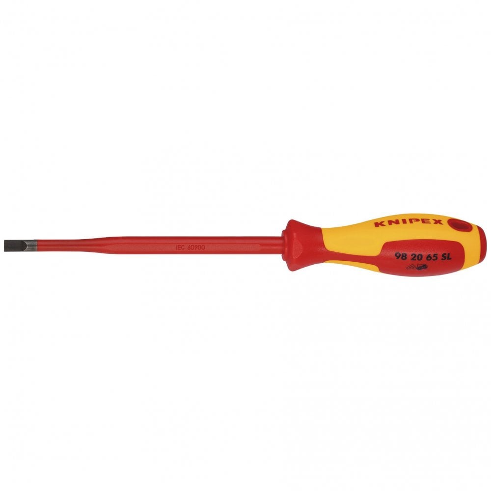 KNIPEX 98 20 65 SL VDE Insulated Slotted Screwdriver, 6.5 x 150mm - Slim: No.98 20 65 SL