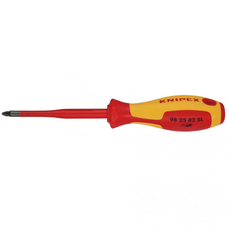 KNIPEX 98 25 02 SL VDE Insulated Pozidriv Screwdriver, PZ2 x 100mm - Slim: No.98 25 02 SL