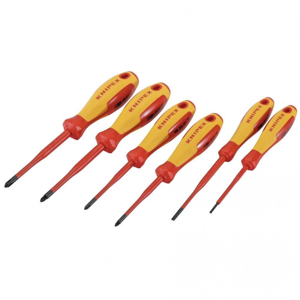 Knipex 00 20 12 VO4 VDE Insulated Slotted/Phillips/Pozidriv Screwdriver Set (6 Piece): No.00 20 12 V04