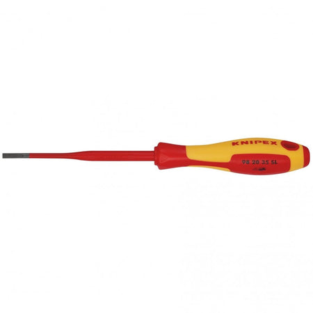 KNIPEX 98 20 35 SL VDE Insulated Slotted Screwdriver, 3.5 x 100mm - Slim: No.98 20 35 SL