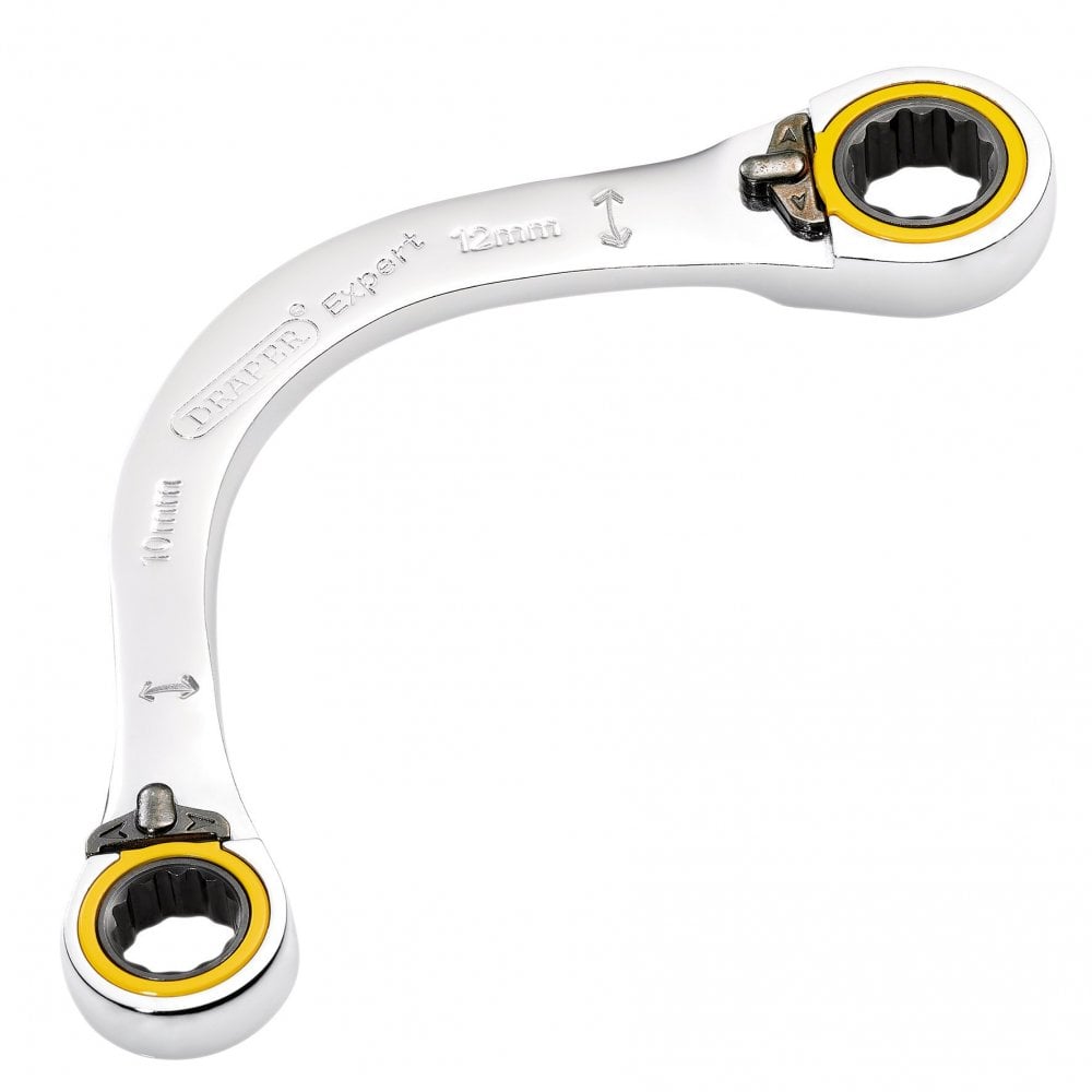 Draper Expert HI-TORQ Double Ring Ratchet Half Moon Spanner, 10 x 12mm: No.8242RMM