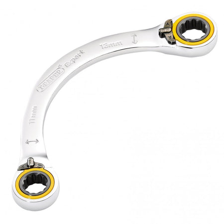 Draper Expert HI-TORQ Double Ring Ratchet Half Moon Spanner, 11 x 13mm: No.8242RMM