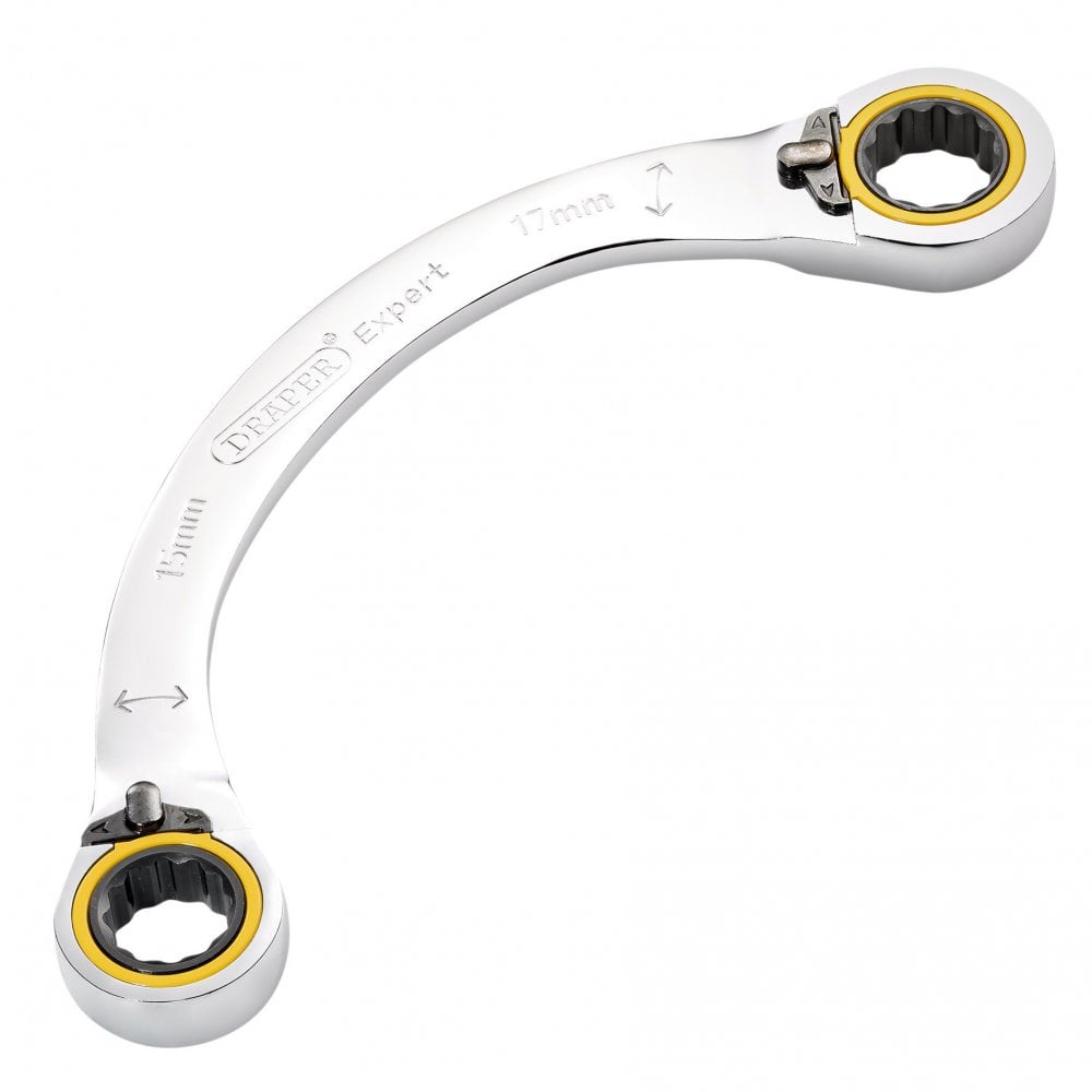 Draper Expert HI-TORQ Double Ring Ratchet Half Moon Spanner, 15 x 17mm: No.8242RMM