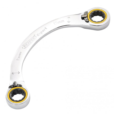 Draper Expert HI-TORQ Double Ring Ratchet Half Moon Spanner, 15 x 17mm: No.8242RMM