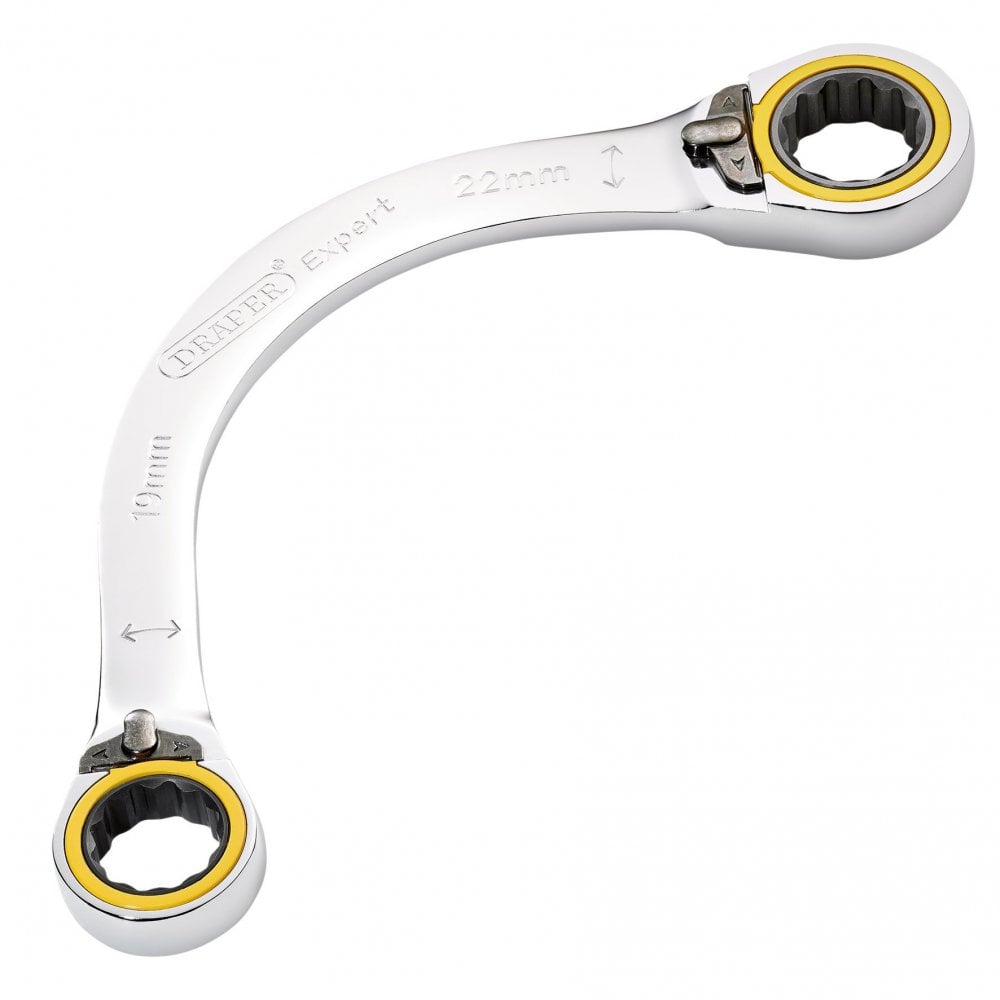 Draper Expert HI-TORQ Double Ring Ratchet Half Moon Spanner, 19 x 22mm: No.8242RMM