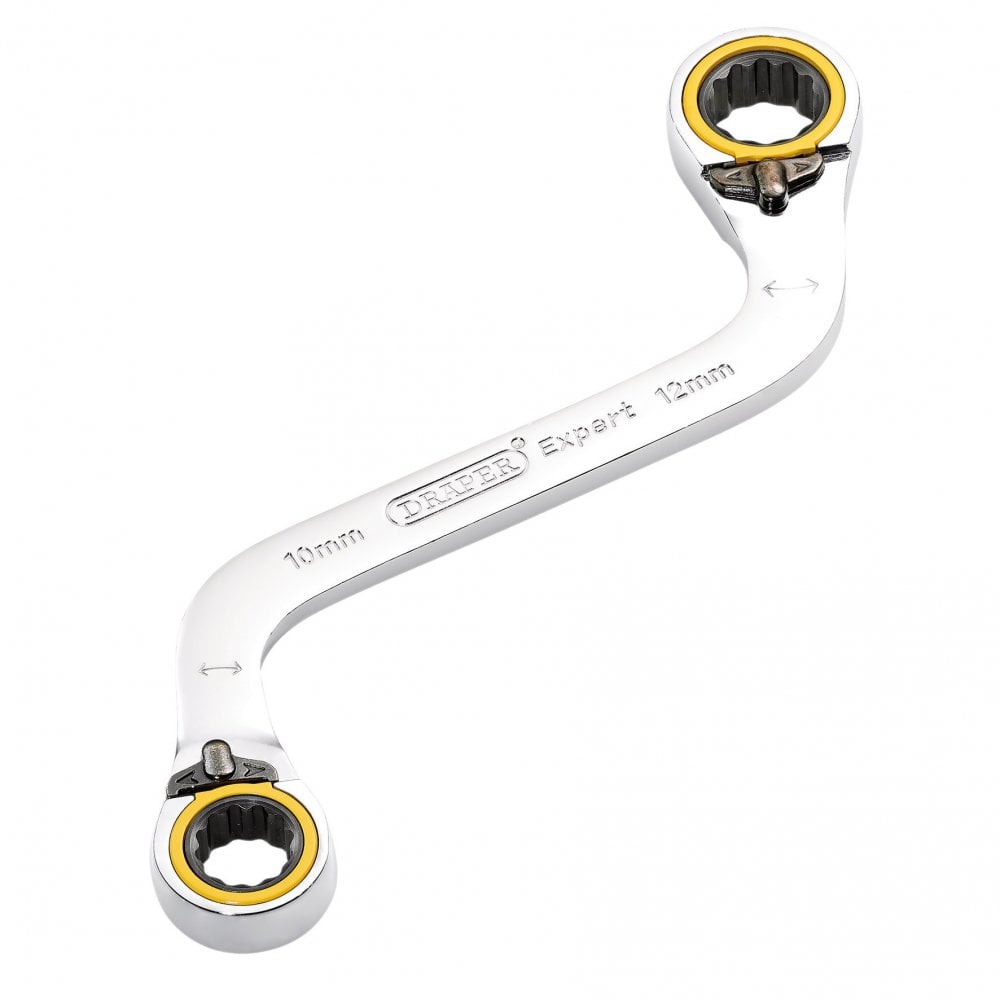 Draper Expert HI-TORQ Double Ring Ratchet S-Shape Spanner, 10 x 12mm: No.8243RMM