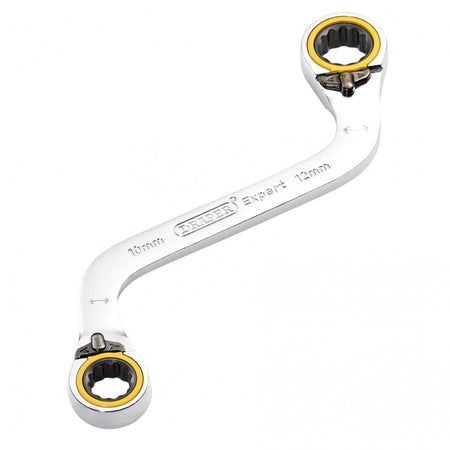 Draper Expert HI-TORQ Double Ring Ratchet S-Shape Spanner, 10 x 12mm: No.8243RMM