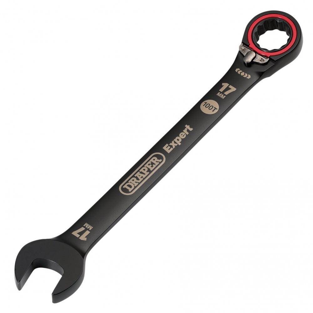 Draper Expert HI-TORQ Metric Reversible Ratchet Combination Spanner, 17mm, Black: No.8241RMM/BK