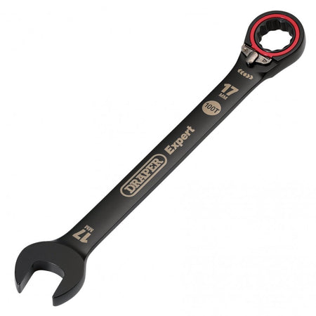 Draper Expert HI-TORQ Metric Reversible Ratchet Combination Spanner, 17mm, Black: No.8241RMM/BK