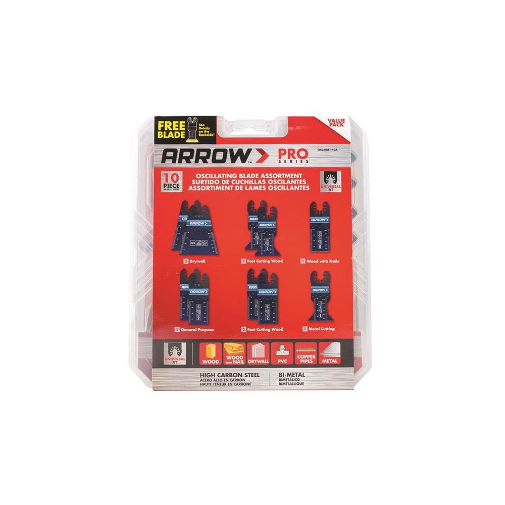 Arrow Oscillating Multi-Tool Blade Assortment Set, 10 Piece