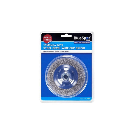 BlueSpot Tools Steel Bevel Wire Cup Brush 115mm M14 X 2
