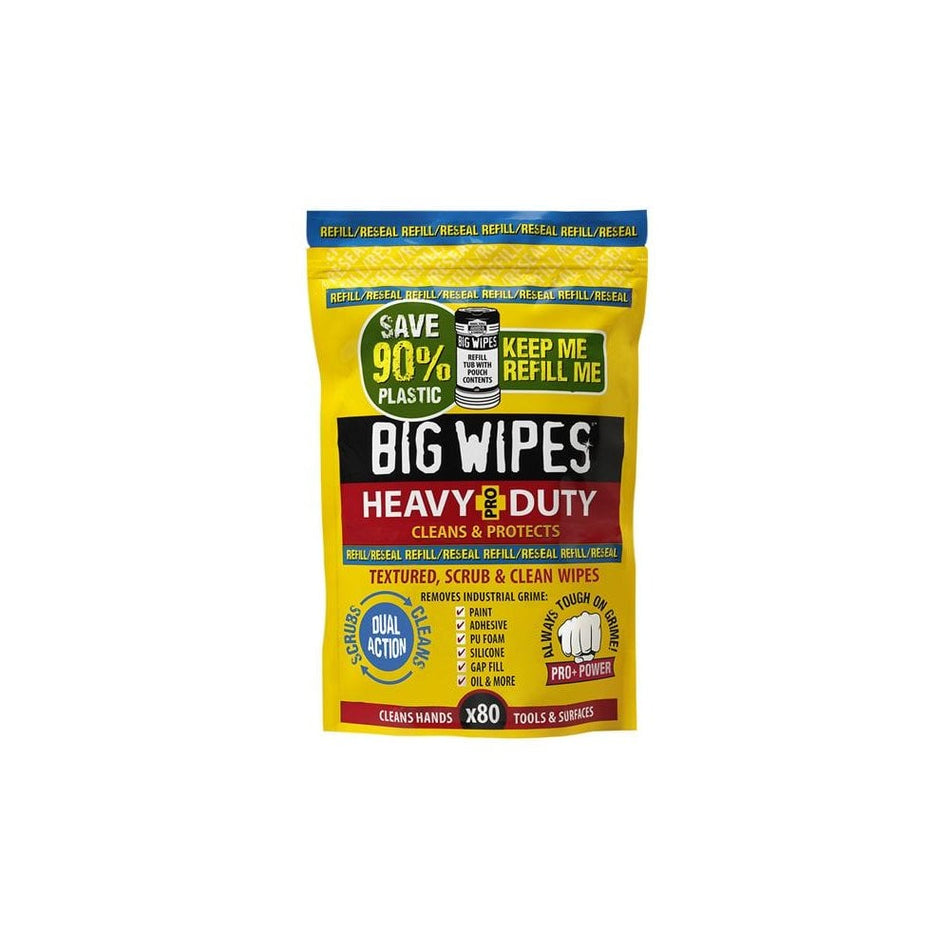 Big Wipes Heavy-Duty Pro+ Antiviral Wipes (Refill Pouch 80 Wipes)