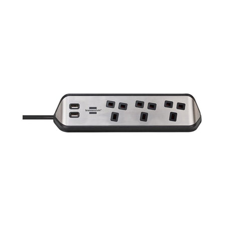 Brennenstuhl estilo Corner Extension Lead 240V 3-Gang 13A Black 2m