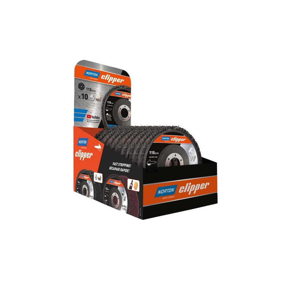 Norton Clipper 115mm Rapid Strip Metal Disc Counter Display of 10