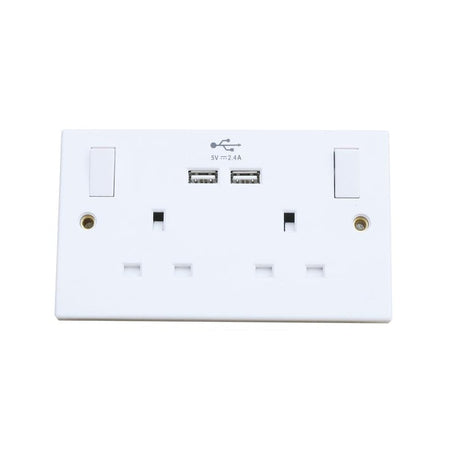Dencon Switched Socket 2-Gang + 2 USB Ports 13A