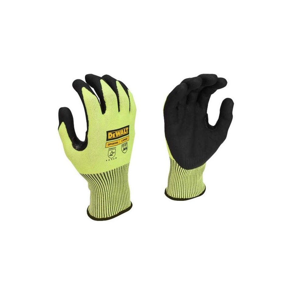 DeWALT Power Tools Hi-Vis Cut D Grip Gloves - L (Size 9)