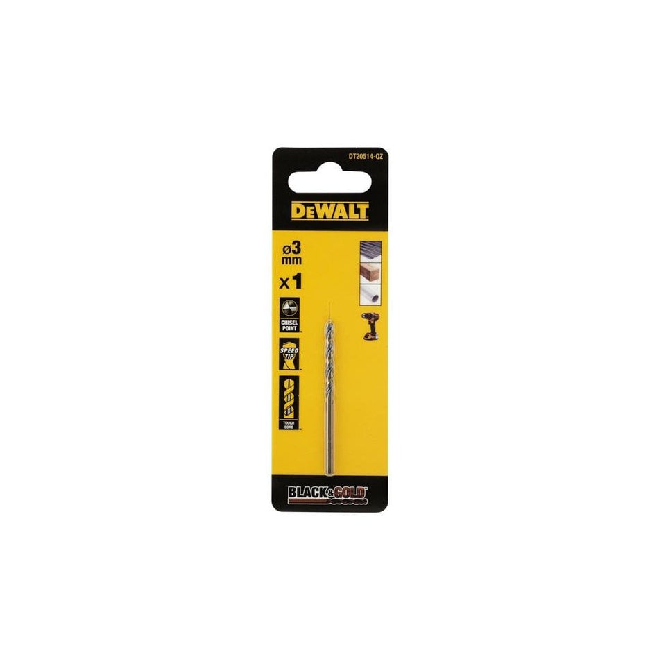 DeWALT Power Tools BLACK&GOLD HSS Drill Bit 3.0mm