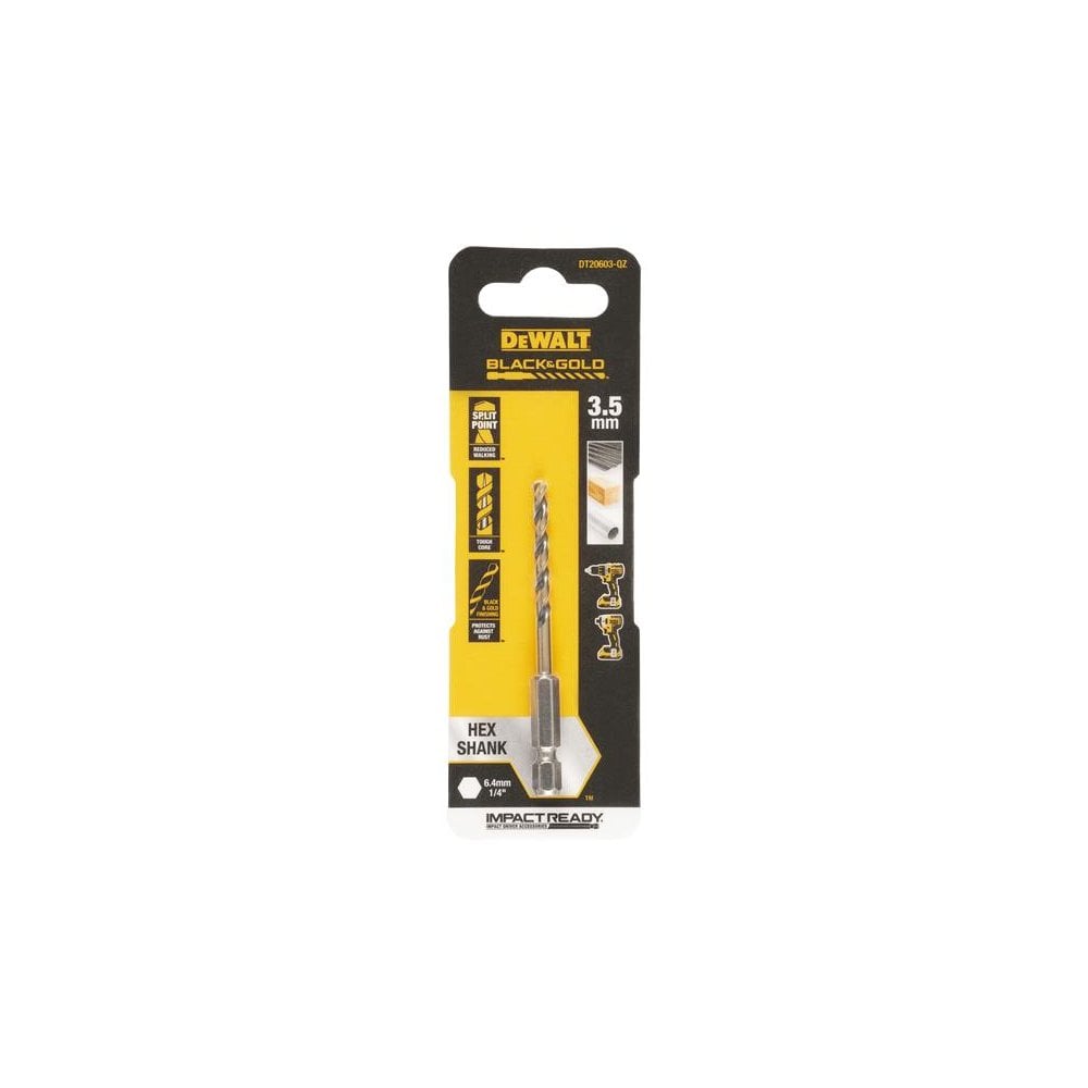 DeWALT Power Tools BLACK&GOLD Hex HSS-G Drill Bit 3.5mm