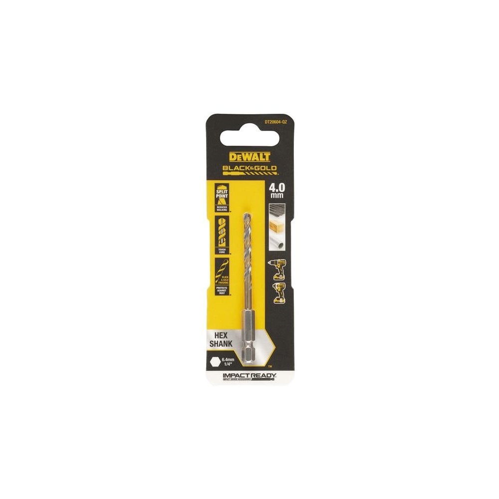 DeWALT Power Tools BLACK&GOLD Hex HSS-G Drill Bit 4.0mm