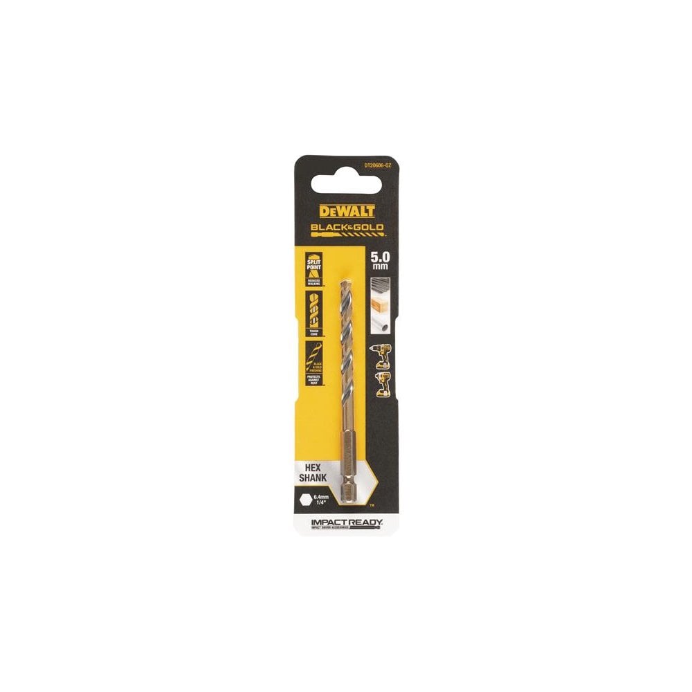 DeWALT Power Tools BLACK&GOLD Hex HSS-G Drill Bit 5.0mm