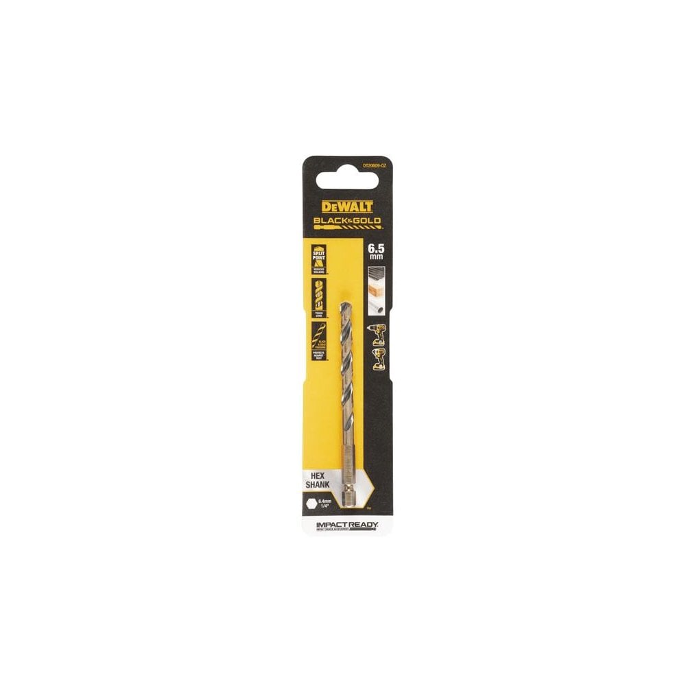 DeWALT Power Tools BLACK&GOLD Hex HSS-G Drill Bit 6.5mm