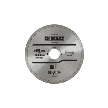 DeWALT Power Tools DT3711 Continuous Rim Diamond Cutting Disc 115 x 22.23mm