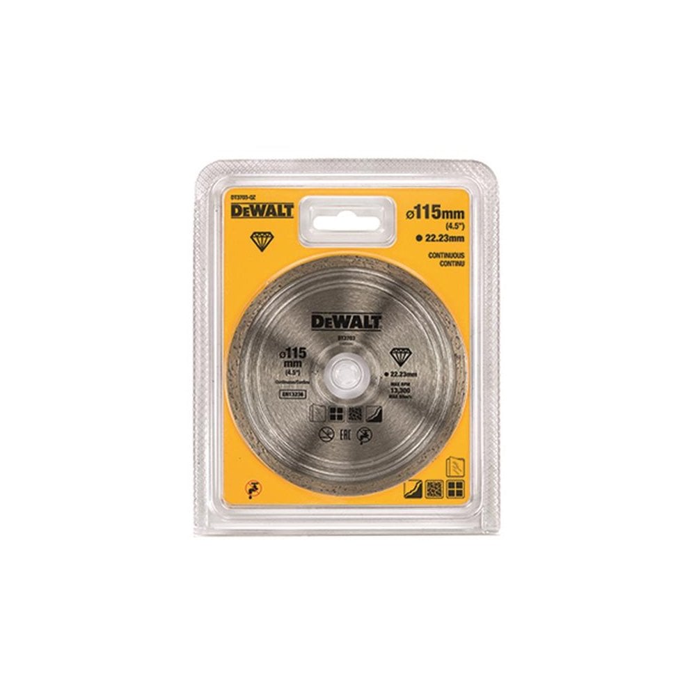 DeWALT Power Tools DT3711 Continuous Rim Diamond Cutting Disc 115 x 22.23mm