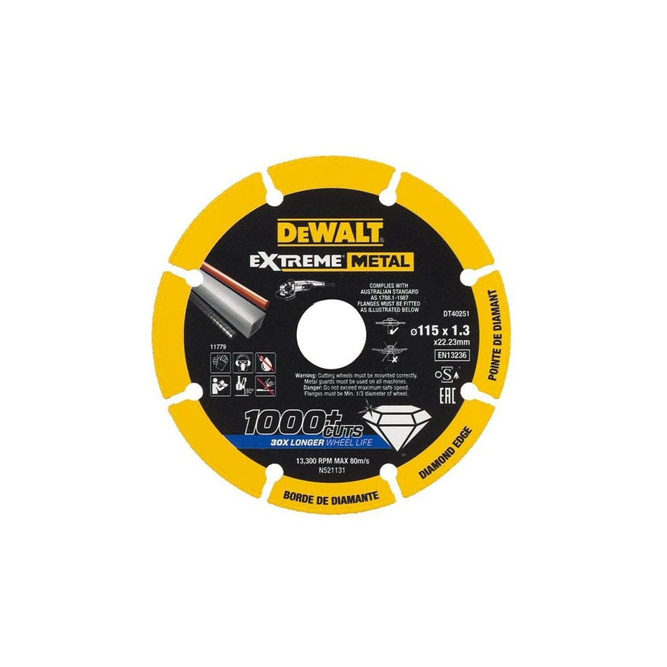 DeWALT Power Tools DT40251 Extreme Diamond Metal Cutting Disc 115 x 22.23 x 1.3mm