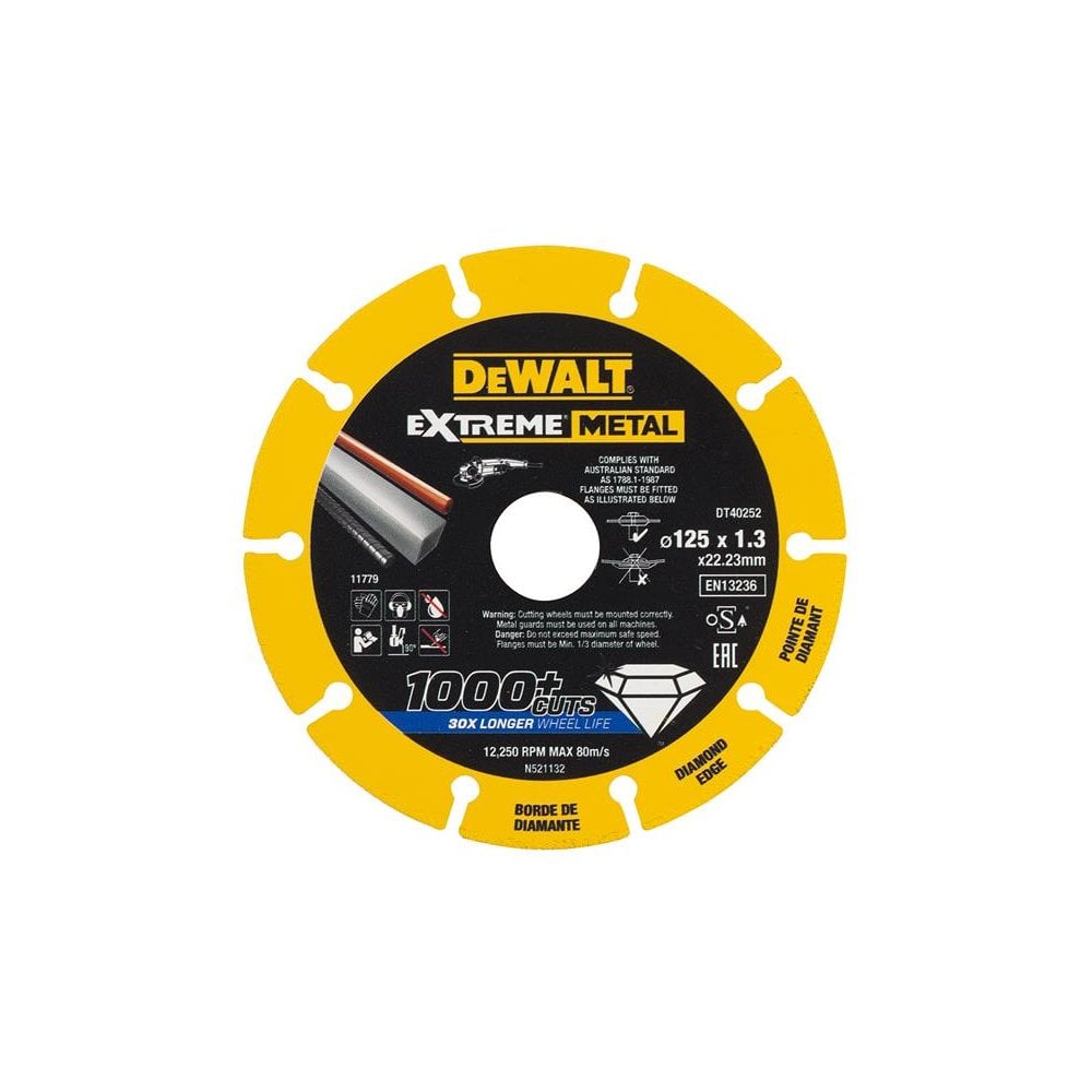DeWALT Power Tools DT40252 Extreme Diamond Metal Cutting Disc 125 x 22.23 x 1.3mm