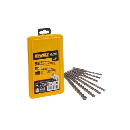 DeWALT Power Tools ELITE SDS+ Full Head Carbide 4 Cutter Drill Bit Set, 7 Piece