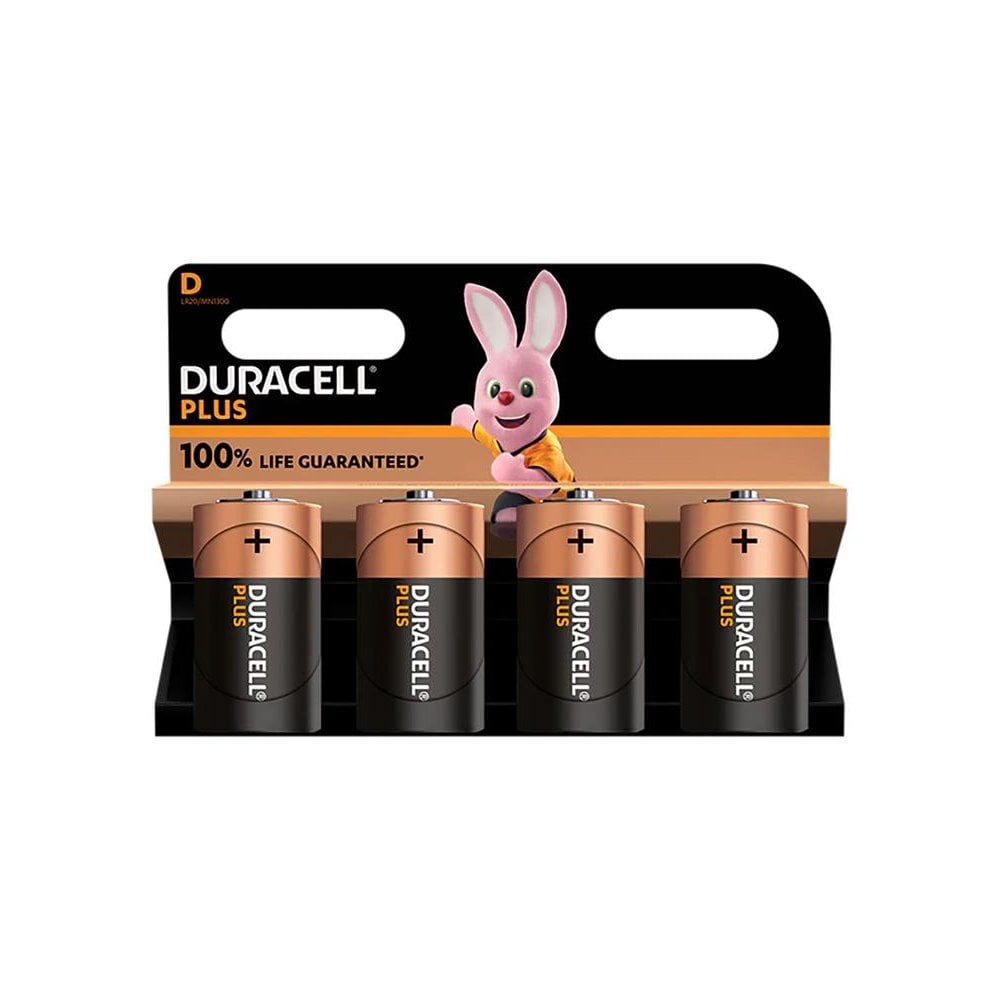 Duracell D Cell +100% Plus Power Batteries (Pack 4)