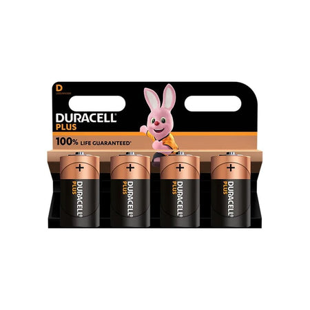 Duracell D Cell +100% Plus Power Batteries (Pack 4)