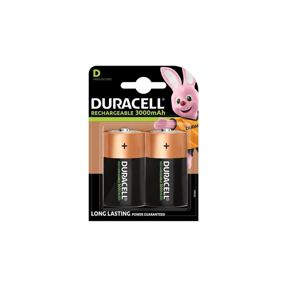 Duracell D Cell 3000Mah Rechargeable Batteries (Pack 2)