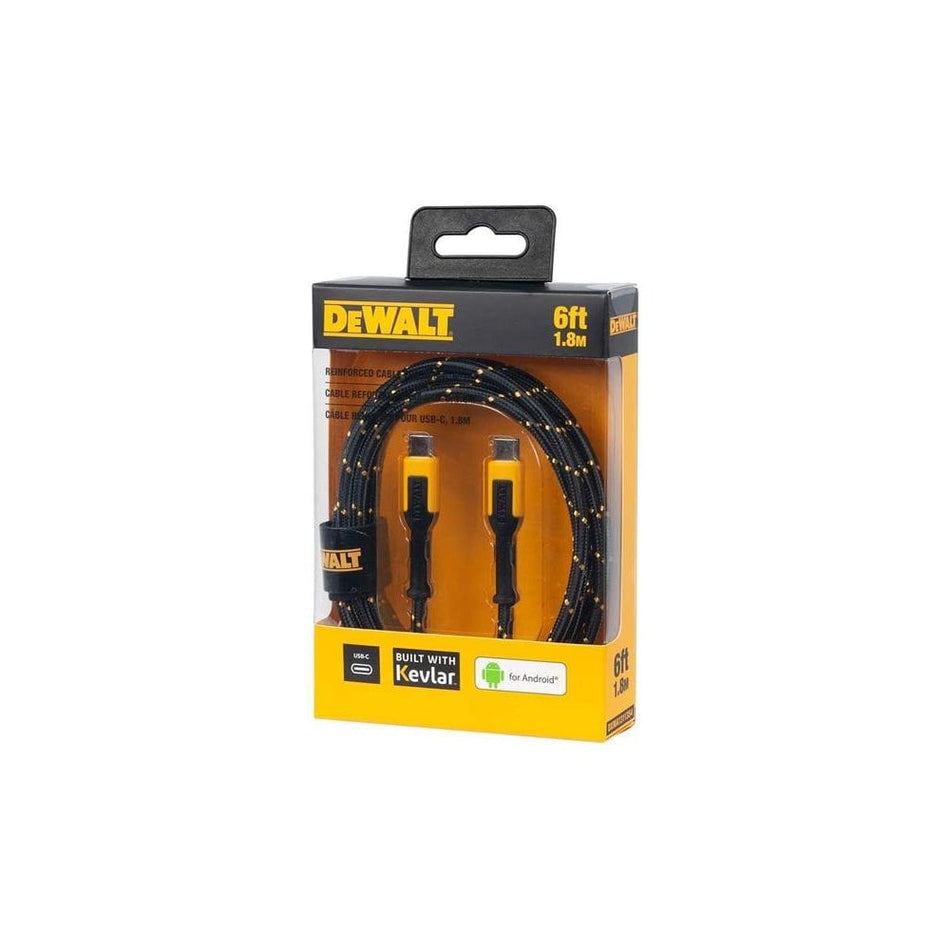 DEWALT Telecoms USB C to USB C Reinforced Charging Cable 1.8m (6ft)