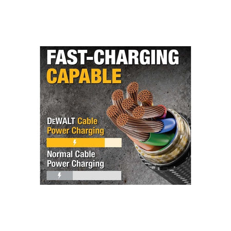 DEWALT Telecoms USB A to Lightning® Reinforced Charging Cable 1.2m (4ft)