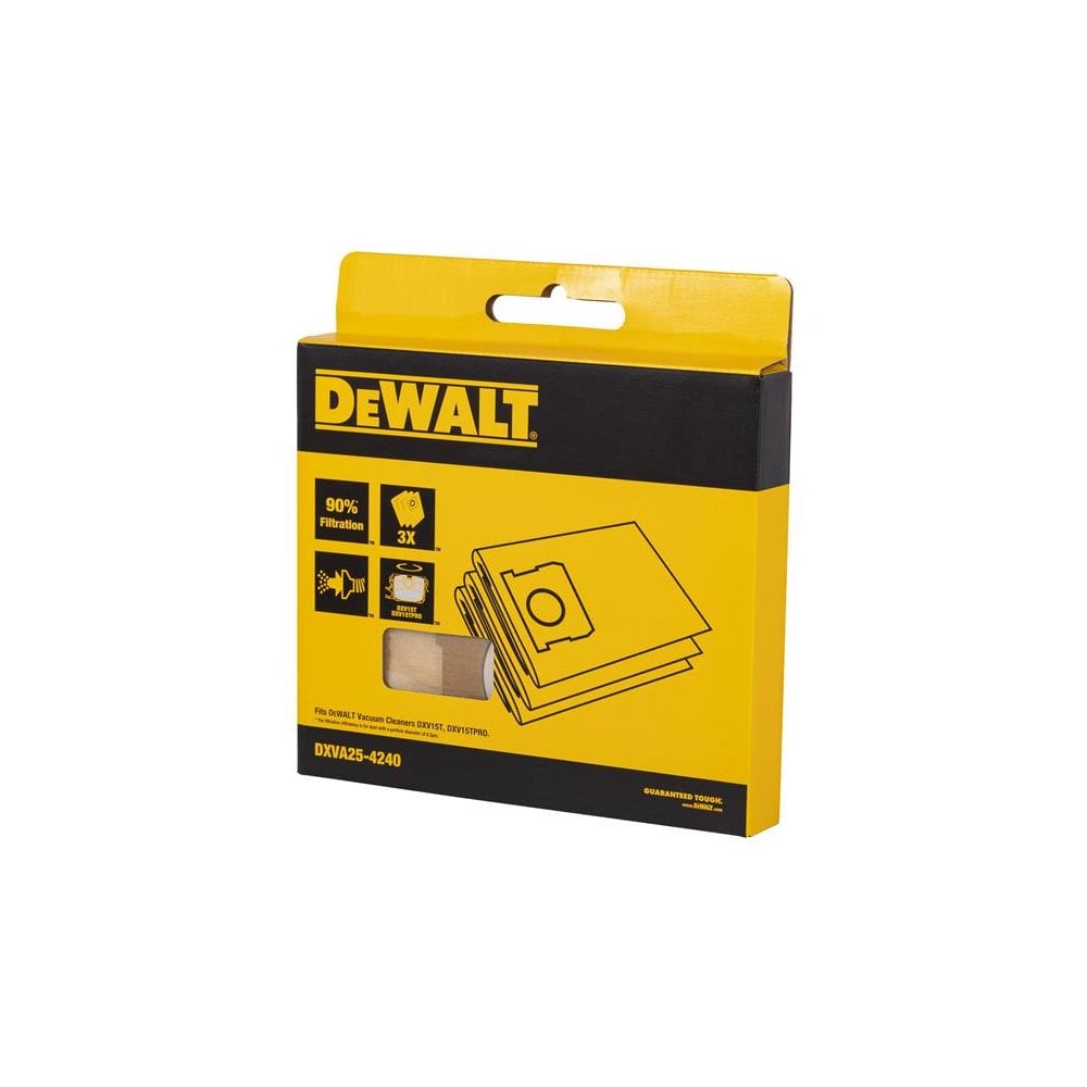 DEWALT Vacuum DXVA25-4240 Dust Bag (Pack 3)