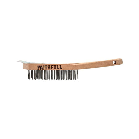 Faithfull Lightweight Scratch Brush with Scraper, Four Row