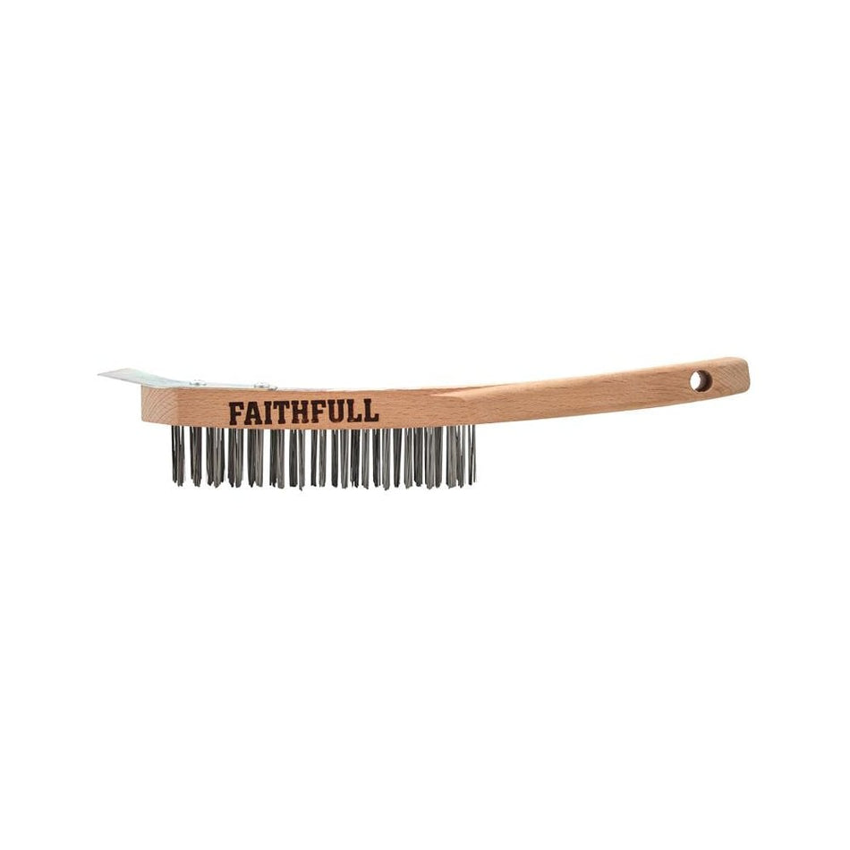 Faithfull Lightweight Scratch Brush with Scraper, Four Row