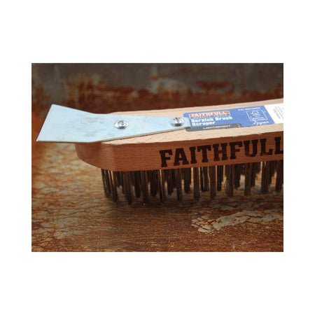 Faithfull Lightweight Scratch Brush with Scraper, Four Row