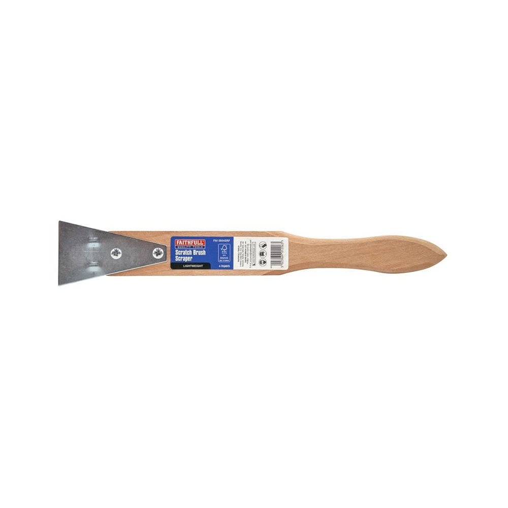 Faithfull Lightweight Scratch Brush with Scraper, Four Row