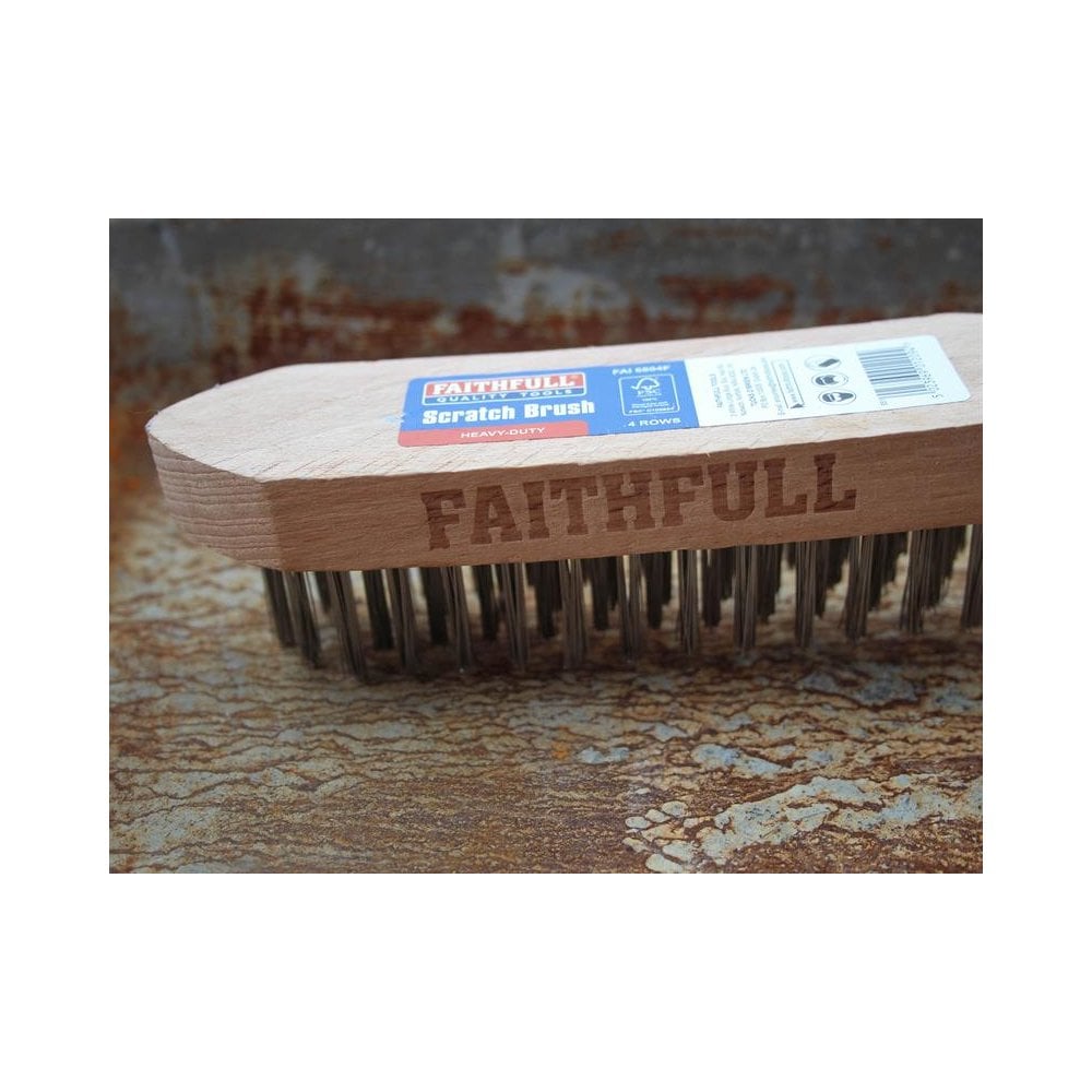 Faithfull Heavy-Duty Scratch Brush, Four Row