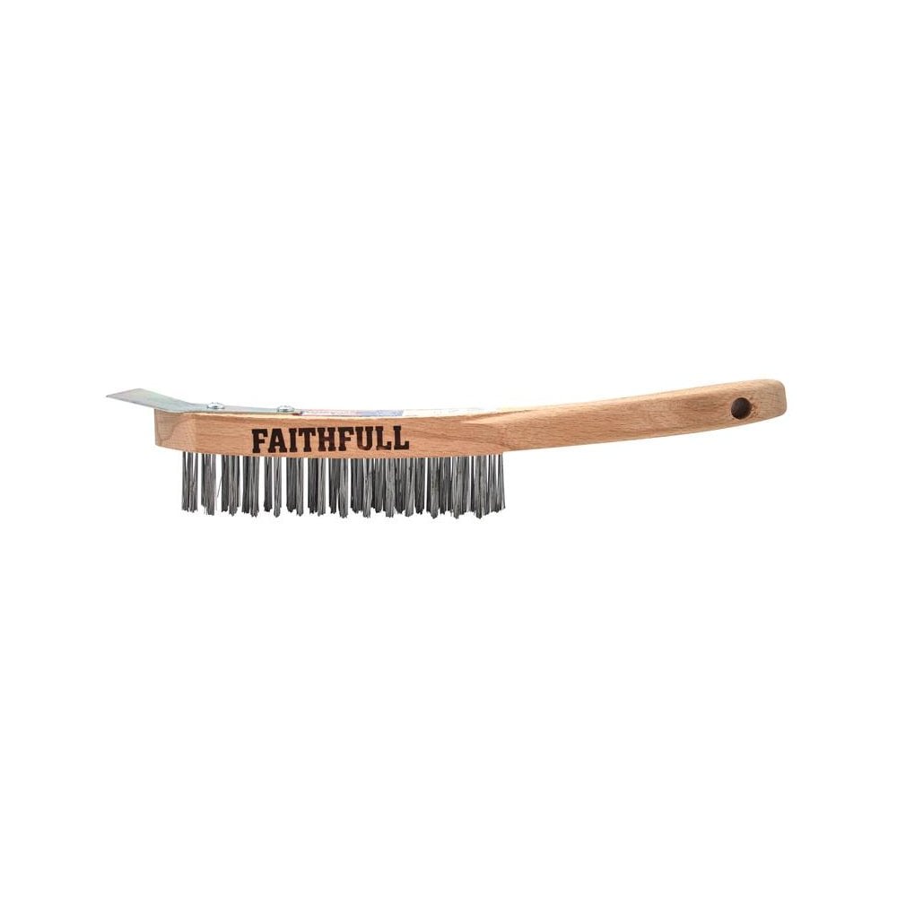 Faithfull Heavy-Duty Scratch Brush with Scraper - 4 Row