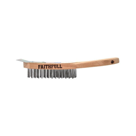 Faithfull Heavy-Duty Scratch Brush with Scraper - 4 Row