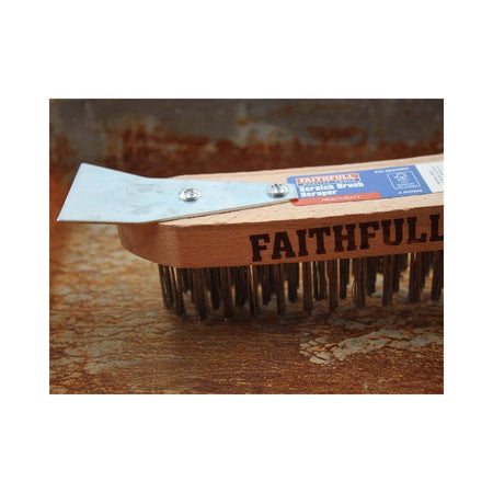 Faithfull Heavy-Duty Scratch Brush with Scraper - 4 Row