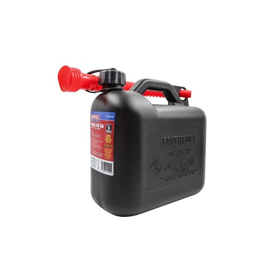 Faithfull Plastic Fuel Can Black 5 litre