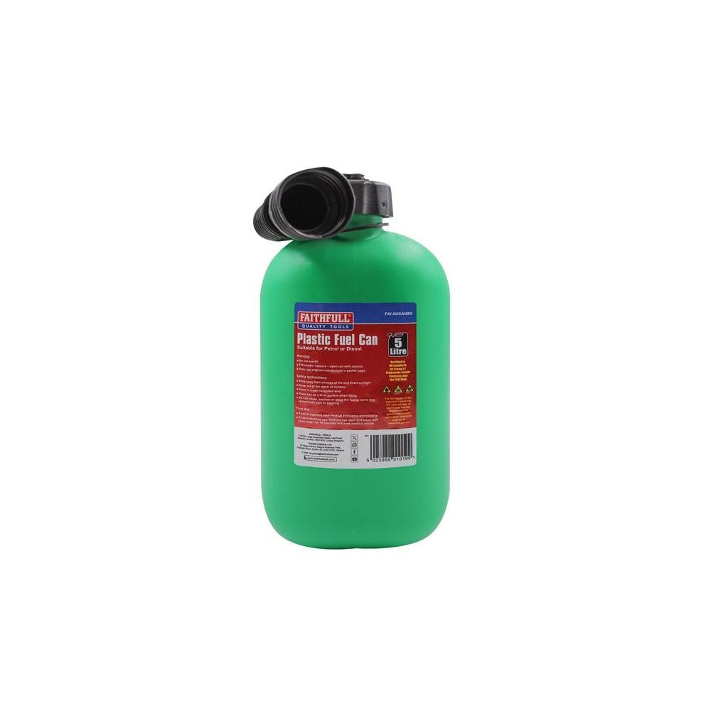 Faithfull Plastic Fuel Can Green 5 litre