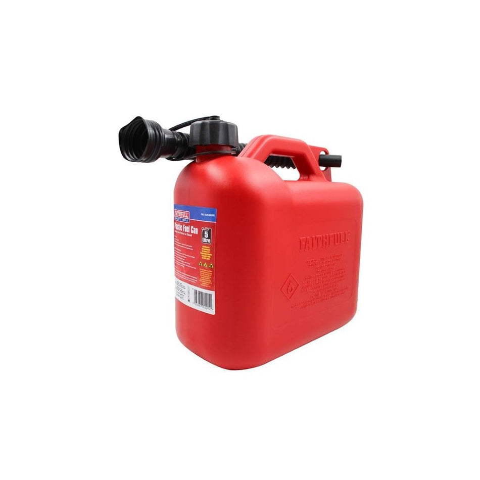 Faithfull Plastic Fuel Can Red 5 litre